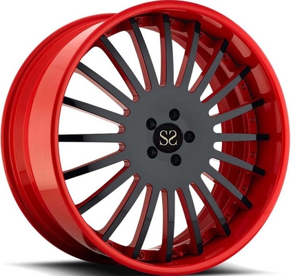 ランボルギーニ・アヴェンタドールのための21x9 3PCによって造られる車輪の縁の赤いバレルの黒い表面