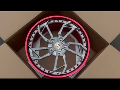 ポルシェ用 オーダーメイド レッド・バレルとグレー・ディスク 1PC 鍛造輪