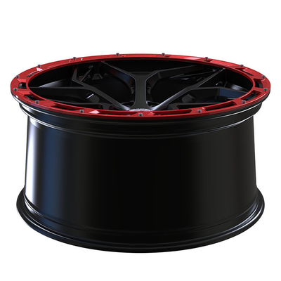 黒いスポークMonoblockは1つの部分の贅沢な造られた車輪赤いカバー リング縁を合金にする