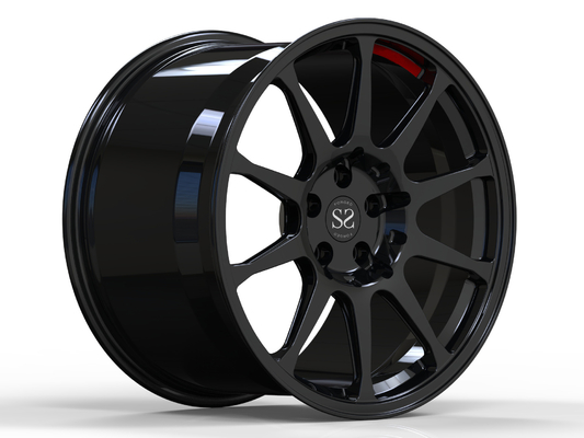Audi R8の光沢の黒は赤いスポーク2部分の車輪のアルミニウム18-22インチを造った