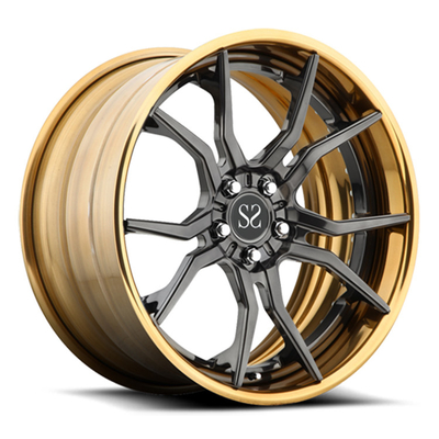 5×112 5×120 5×130 2枚 金色リーム 黒色鍛造合金 18 19 ポルシェ BMW アウディベンツ