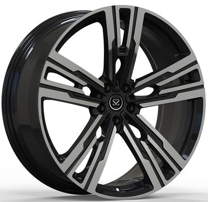 Satin Black Polished Face 22x9.5 and 22x11 Custom 1-PC Forged Wheels for G70 BMW 760