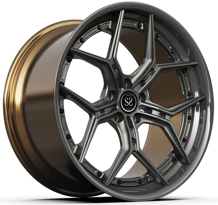 20x9 ET35/20x10 ET40/5x112/66.6 グレーディスクとサテンブロンズバレル 2ピースリム ラグジュアリーカーホイール ユニバーサルカー用