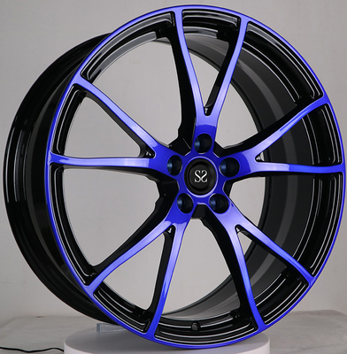 テスラ モデル3 ゴスブラックとブルーフェイス 20x9.0 および 20x10 1ピース鍛造リム