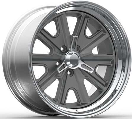 18x7.0 および 18x9.5 ポリッシュドリップとグレーディスク 3 ピース鍛造ホイール (Mustang用)