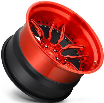 1990年 マスタング 18x8.0 と 18x10 グランス レッド カスタム 3PC 鍛造車輪