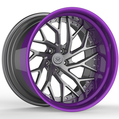アルミ合金が2部分19inch S5 19x9.5 19x12に縁を付ける無光沢の砲金ディスク唇の紫色は車のホイールをぐらつかせた