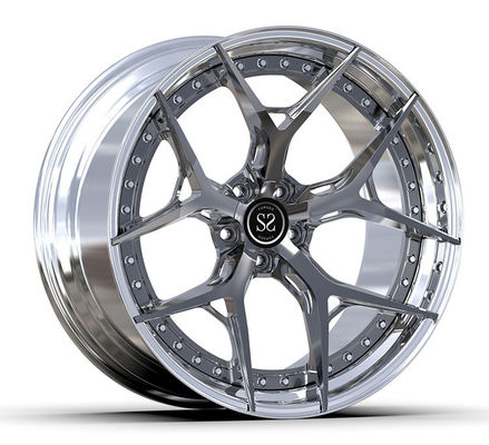 注文6061-T6合金は21インチ2-PCポーランドBarrel+Gunの金属ディスク5x112 20にAudi RS5 B5に合う縁を付ける